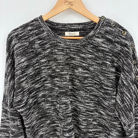Madewell Button-Shoulder Wide-Sleeve Top in True Black, Sz Med, Transition - Picture 4 of 8